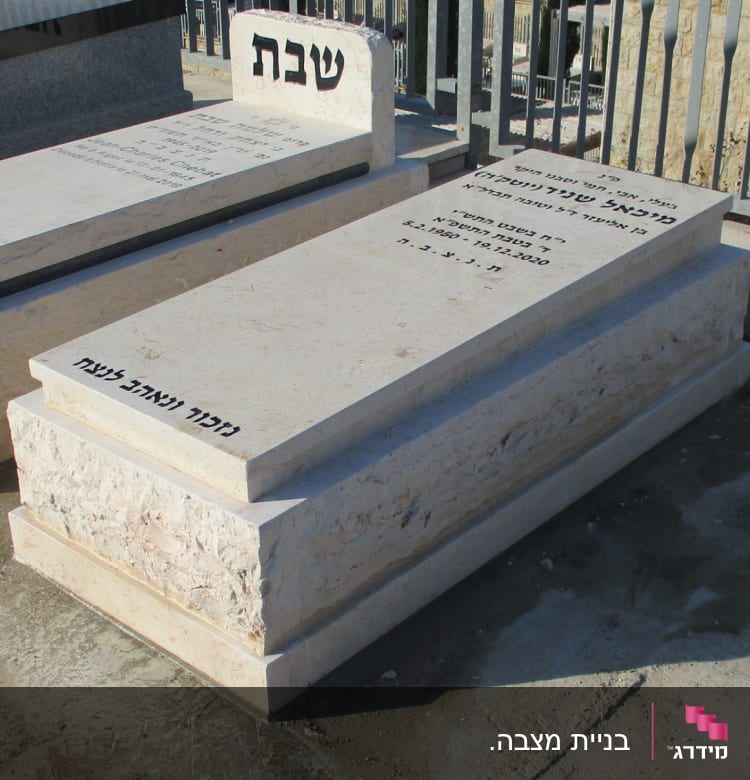 שני מצבות אבן עם כיתוב בעברית בבית קברות